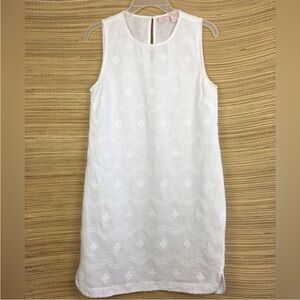 St. Tropez 100% linen white embroidered dress